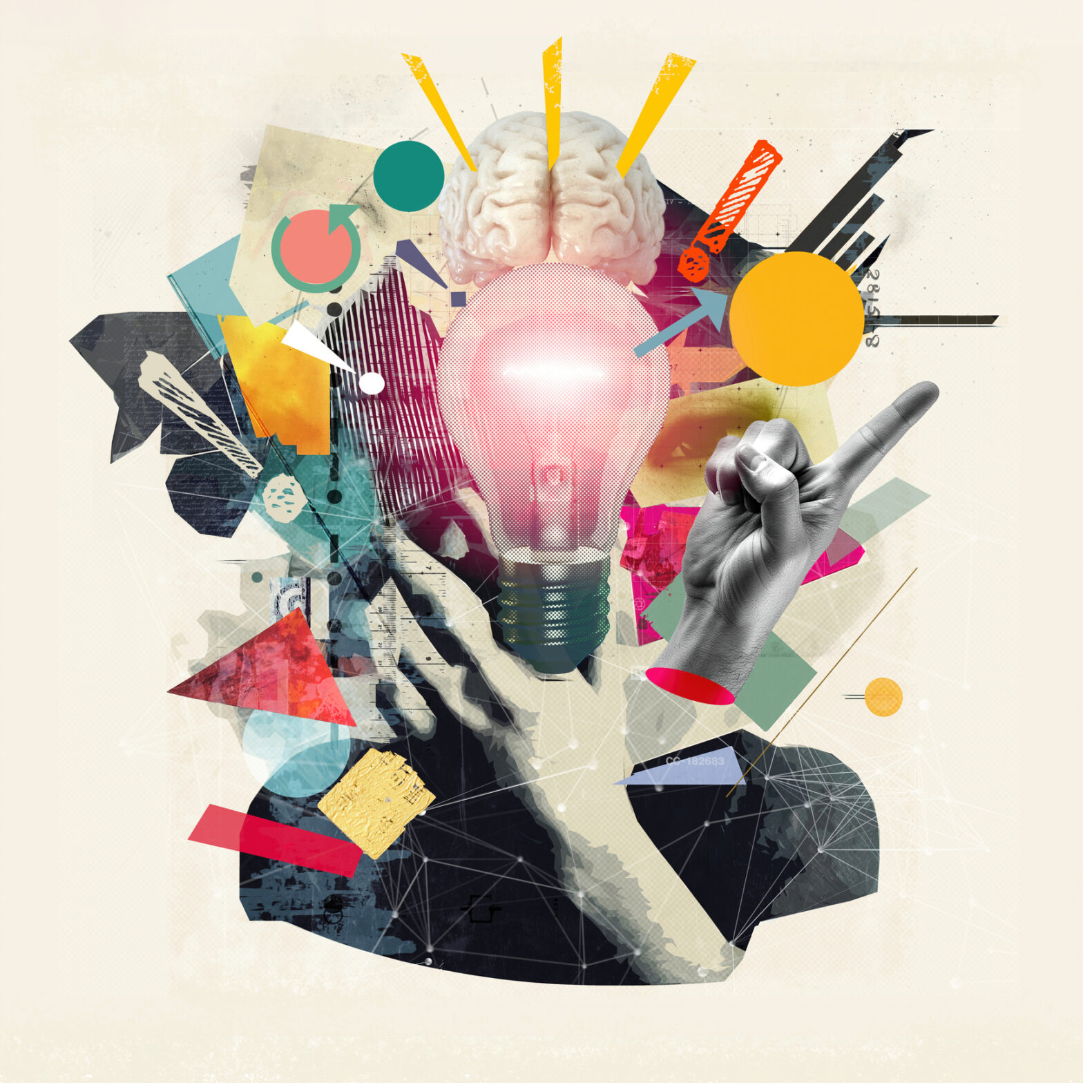 Collage concept of ideas and critical thinking.